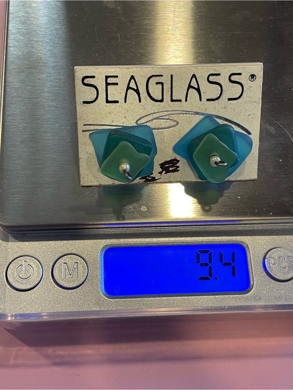 Sterling Silver Sea Glass Pierced Earrings #8236 💎 SALE - Picture 4 of 7